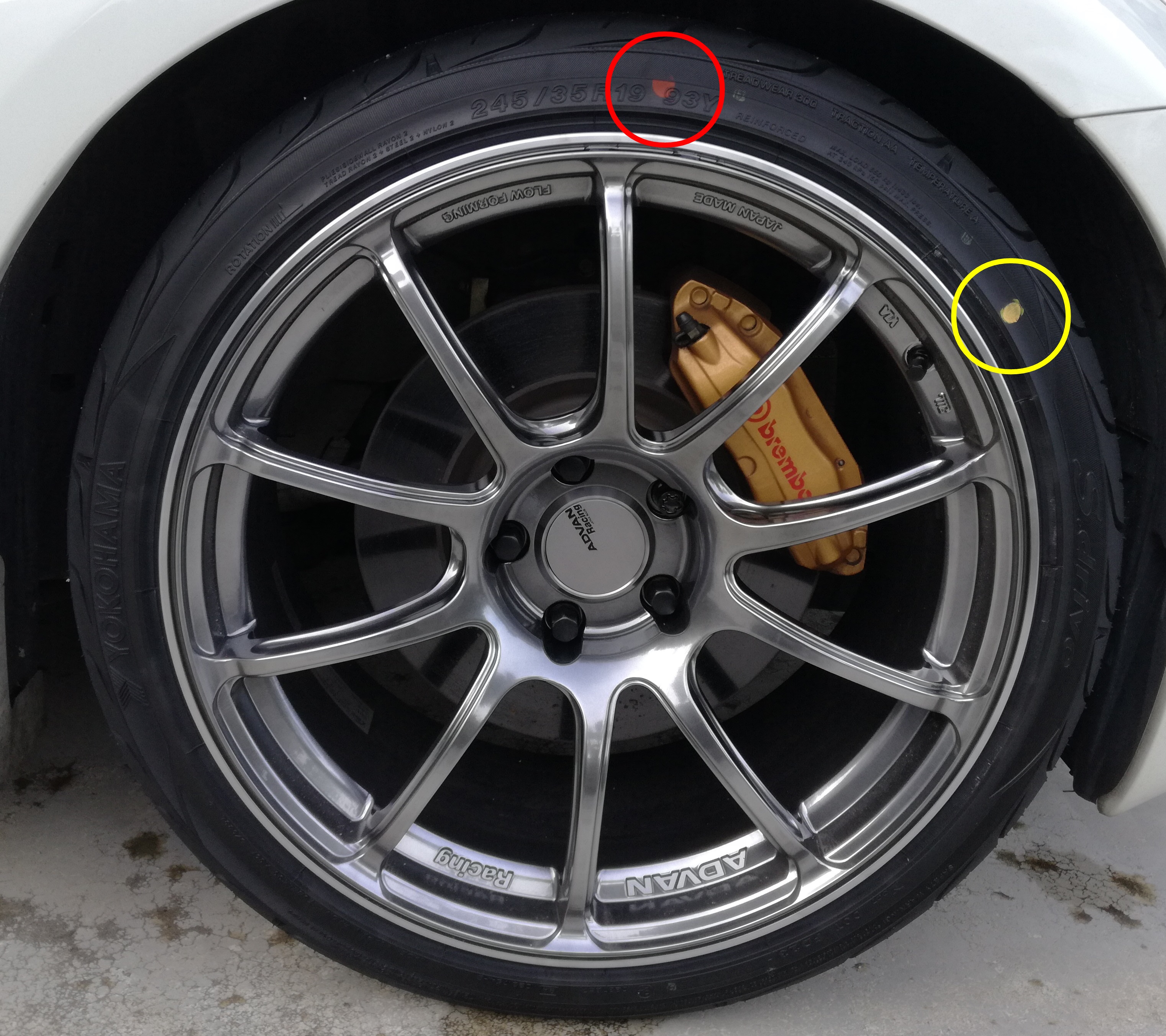 新品タイヤにある赤丸と黄丸の意味は マークを消す方法は